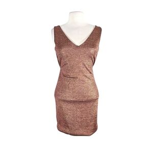 MOD Black Label Metallic Copper Gold Cutout Bodycon Mini Dress